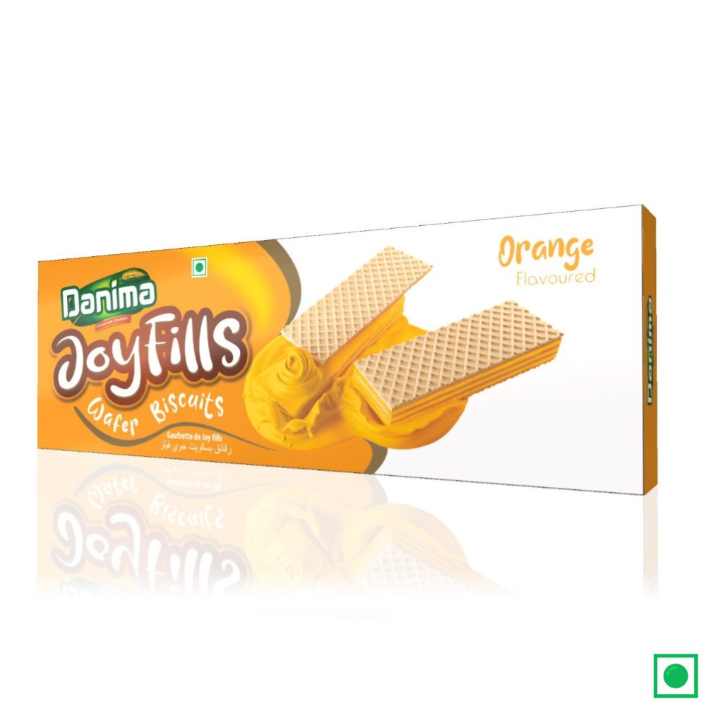 Joyfills Wafer Biscuits Orange Flavour, 100g Box